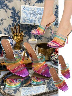 🆕 KURT GEIGER LONDON 🧿 NWOB Maddison Jelly Strap Sandal, Rainbow - Sz 39 US8.5
